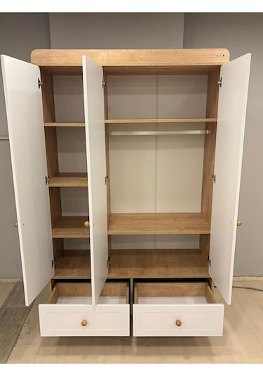 Marin 3 Kapılı Dolap, Bebek Ve Genç Odası Dolap Beyaz