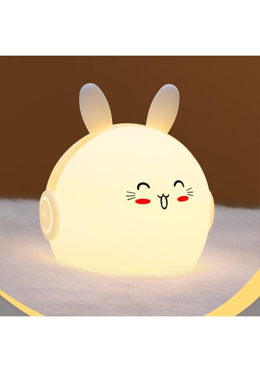 Suntek Silikon Kreş Gece Lambası Kısılabilir Renk Değiştirme Tavşan Fişi Çok Renkli