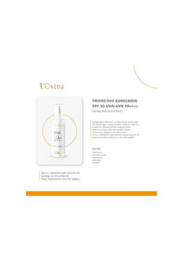 Lovena De Paris Protective Sunscreen Koruyucu Güneş Kremi SPF50 100 ML