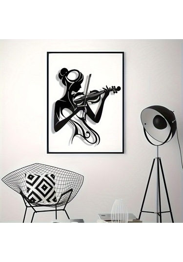 Homyl Kemancı Kadın Silüet Sanatı Duvar Askısı Banyo İçin 26x30cm