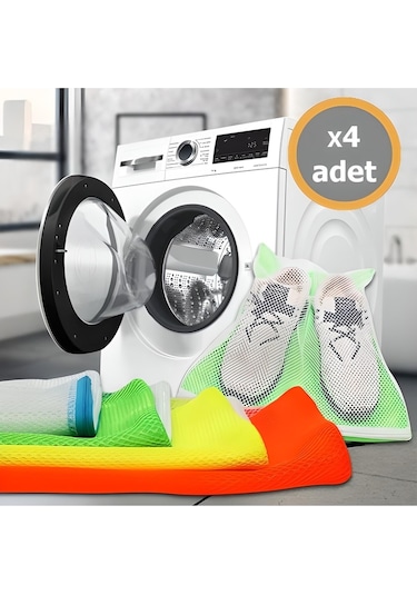 Ultra Lüx 4 Adet Fermuarlı Ayakkabı Yıkama Filesi Beyaz