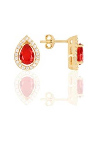 Gümüş Altın Yaldızlı Taşlı Damla Modeli Üçlü Set