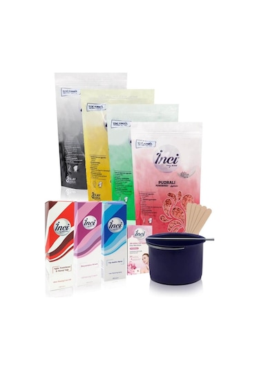 İnci Boncuk Sir Ağda 4'lü 200 G + Ağda Cezvesi + 3'lü Cilt Bakım + Yüz için Sir Ağda