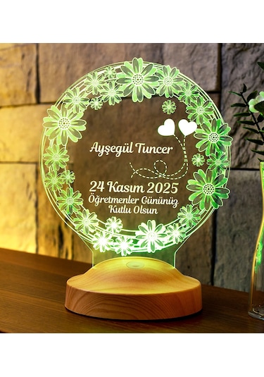 Öğretmene Hediye Papatya LED Lamba - Kişiye Özel Öğretmenler Günü ve Mezuniyet Hatırası Hediyesi