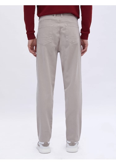Kip Bej Dokuma Carrot Fit Casual Pamuk Karışımlı Pantolon Bej