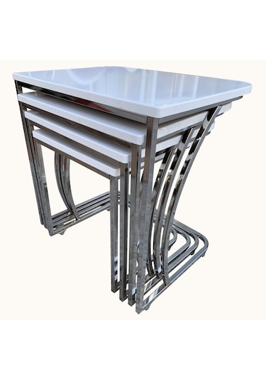 4'Lü C Zigon Sehpa Tekerli (Koltuk Altına Girebilen Model)