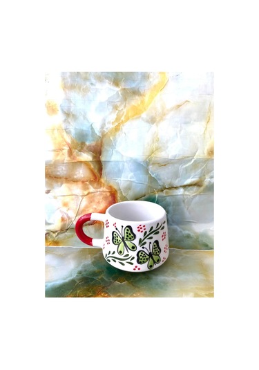 Kazan Modelli Kelebek Tasarımlı Kupa Bardak Karışık