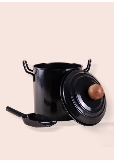 The Mia Stripe Bakliyat Ve Deterjan Saklama Kabı Siyah