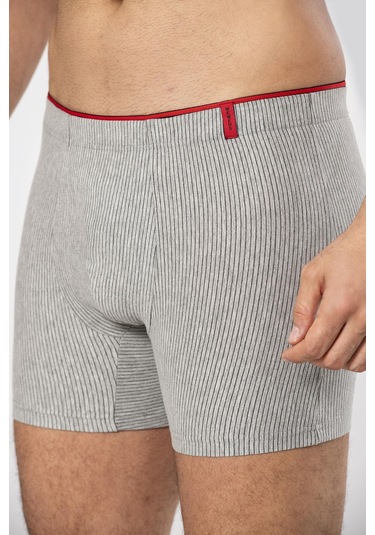 Weweus Gri Pamuk Elastan Çizgili Boxer 14921 Gri