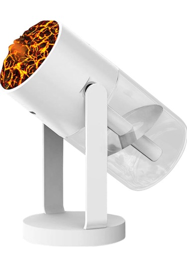 Projektör Görünümlü Rgb Işıklı Gece Lambası Ve Buhar Makinesi Beyaz