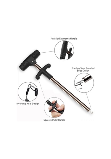 Kosona Gümüş Alüminyum Plastik Balık İğnesi Çıkarıcı, Ergonomik Tutamaklı Tek Elle Kullanıma Uygun 243mm