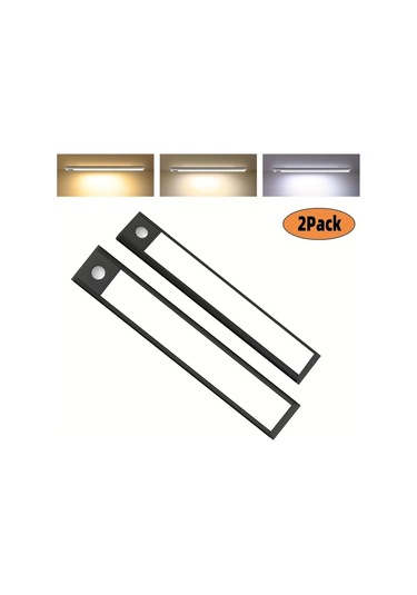 Dashanshop Aiwellkay 2li İnce Alüminyum Dolap Altı Hareket Sensörlü 3 Renk Sıcaklığı Ayarlanabilir Usb Şarjlı Manyetik Başlık Silvery 40cm Gümüş Rengi