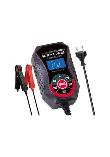 Fosenze 6v-12v Akü Şarj Cihazı 2a, 8 Aşamalı Koruma, Lcd Ekranlı, Akü Aktivasyon, Avrupa Şarjı Kurşun-asit Akü İçin