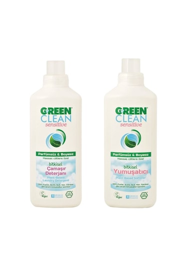 U Green Clean Sensitive Çamaşır Deterjanı 1 L + Yumuşatıcı 1 L