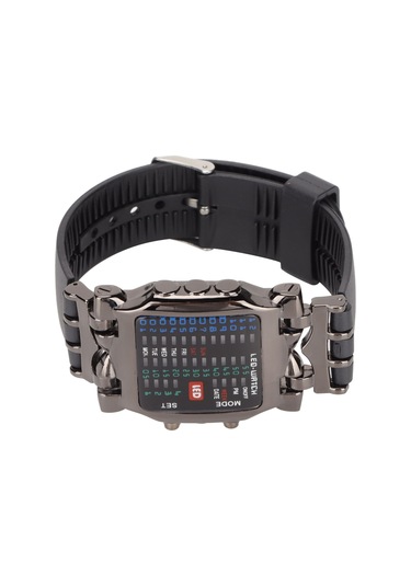 Xindoker Erkeklere Özel Yengeç Desenli Dijital Led Saat - İkili Zaman Gösterimi, Su Geçirmez, Dahili Pil Siyah Kasa-siyah Kayış Turuncu