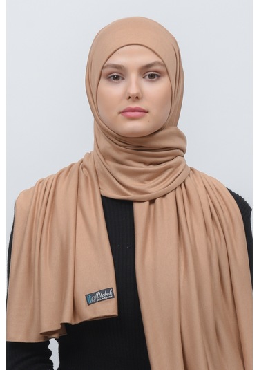 Altobeh Tesettür Kadın Düz Renk Penye Şal Hijab - Koyu Bej