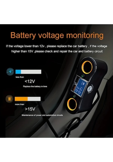 Motion003 2025 Yeni Araba Sigara Için Siyah Qc3.0 Hızlı Şarj Led Halkası Evrensel Araçlar