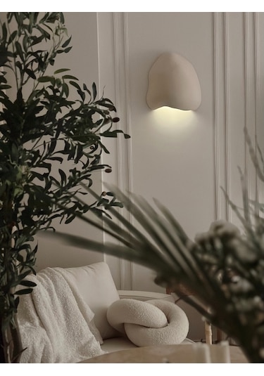 Fiberglass Duvar Apliği E14 Duylu - 30 Cm, Traverten Görünümlü Kapadokya Renk Bej