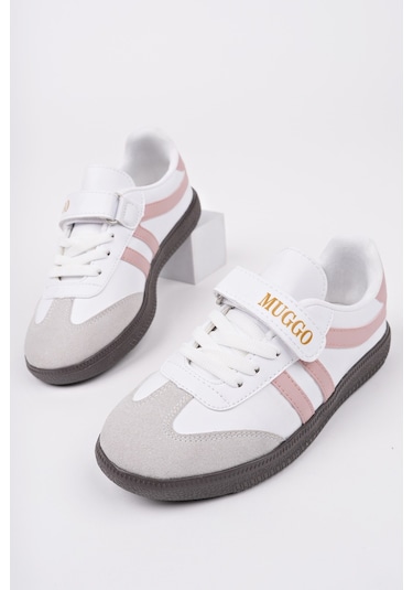 Muggo Dudley Günlük Ortopedik Bağcıklı Ve Cırtlı Çocuk Sneaker Spor Ayakkabı PUDRA