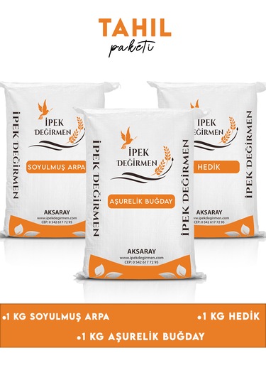 İpek Değirmen 3 Kg Aile Boy Taş Değirmen Hedik Arpa Buğday Paketi