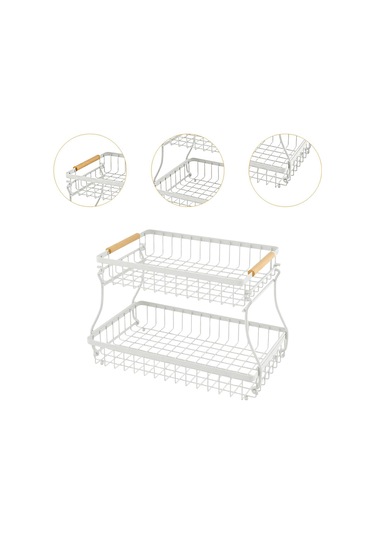 Suntek 2 Katlı Meyve Sepeti Yerden Tasarruf Sağlayan Büyük Beyaz