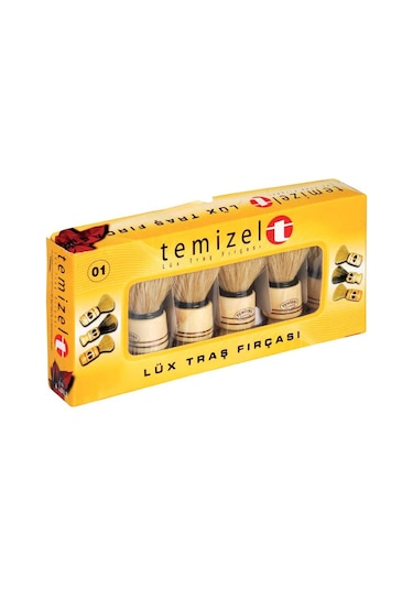 Temizel 01 Mini Ahşap Saplı Sakal Fırçası 6'lı