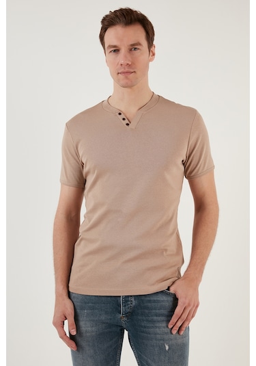 Buratti Pamuklu V Yaka Slim Fit Erkek T Shirt 5902122 Taş