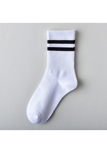 Hayalet Beyaz Klasik Moda Erkek Uzun Tüp Pamuk Spor Uzun Çorap Beyaz