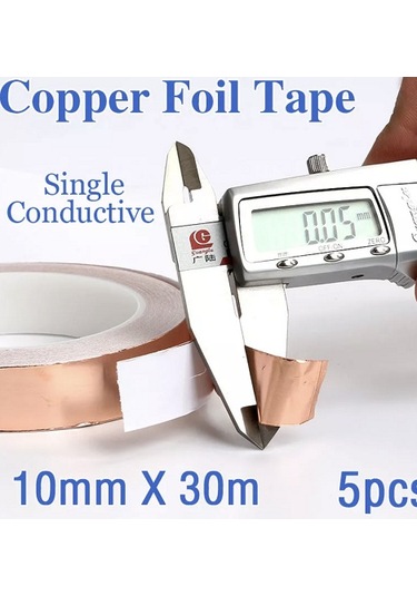 5 Mm x 20 Mt İletken Bakır Folyo Kapton Bandı K. Yapışkanlı Ba...