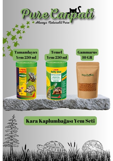 Purecanpati Kara Kaplumbağası Yem Seti Herbivor,temel Yem,gammaru