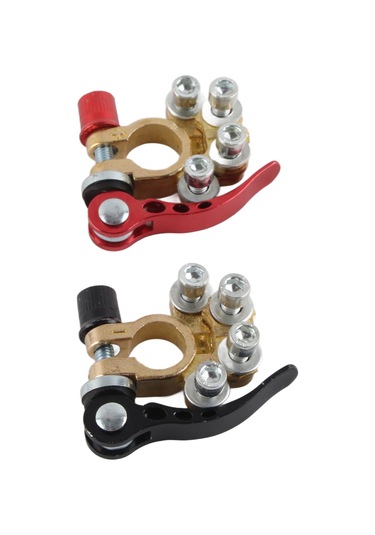 Moveevo Messingli Akü Terminali Bağlayıcı Kırmızı + Siyah - 4 Yollu Bağlantı, Sarımsaklı Malzeme, Sae/jıs Uyumlu, 45-200ah Aküler İçin, Hızlı Kurulum Anahtarı