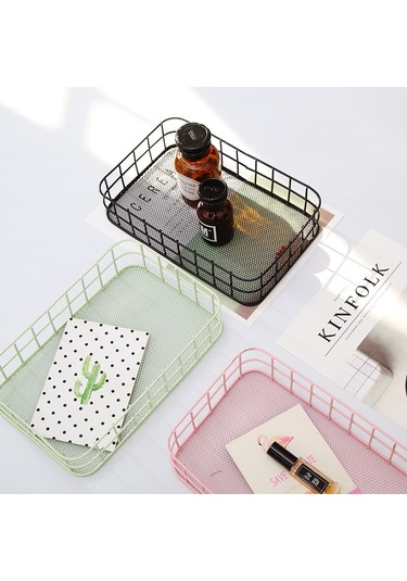 Geeroyoo Güçlü Demirden Yapılmış Kuzey Avrupa Stili Mutfak Odası Dormodiye Masaüstü Açık Kutu Aşçı Gereçleri Giyim Çanta Eşya Organizer Depolama Sepeti Pembe