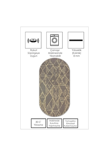 West Home Makinede Yıkanabilir Kaymaz Taban Leke Tutmaz Oval Mutfak Halısı Salon Halısı Ve Yolluk Wh 588 Black Oval