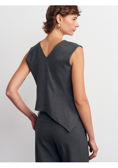 Dilvin 60599 Asimetrik Yelek-antrasit Antrasit
