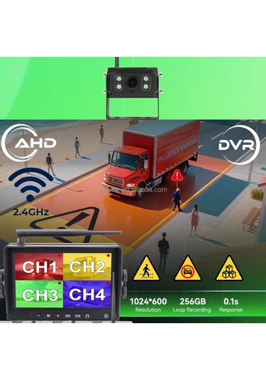 1 Adet Kablosuz Kamera Ahd 1080p 7 İnç Dvr Monitör Bsd Kör Nokta Sistemli 12 24 V