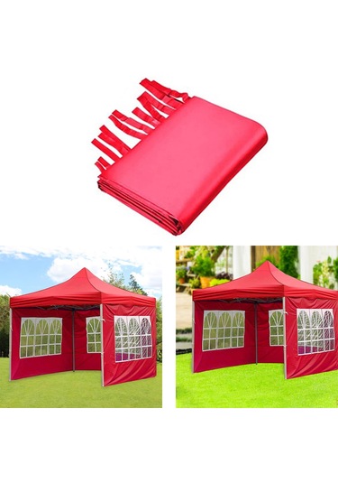 Suntek 1x Gazebos Çadır 3x2m Kamp Açık Gölgelik Mesh Yan Kırmızı
