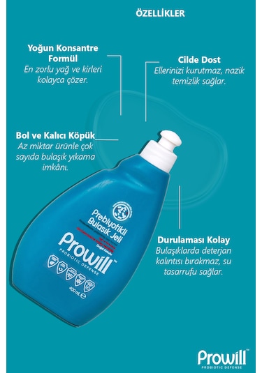 Prebiyotikli Bulaşık Jeli 400 Ml Temiz İçerikli, Çevre Dostu