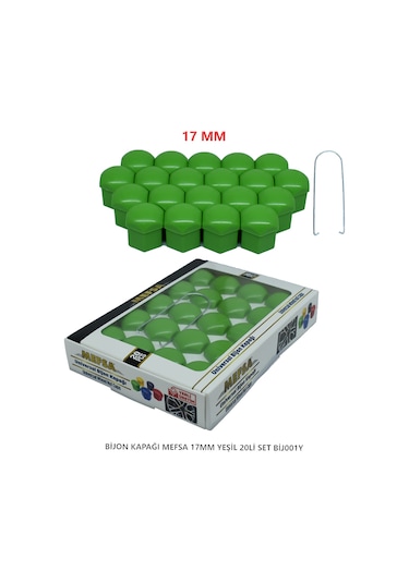 Bijon Kapağı Düz 17 Mm Yeşil 20 Li Set