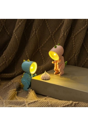 Gri Yeşil Görünüm Sevimli Titreşimsiz Mini Boyut Göz Koruması Gece İle Karikatür Dinozor Lamba Esnek Uzuvlar Gri Yeşil