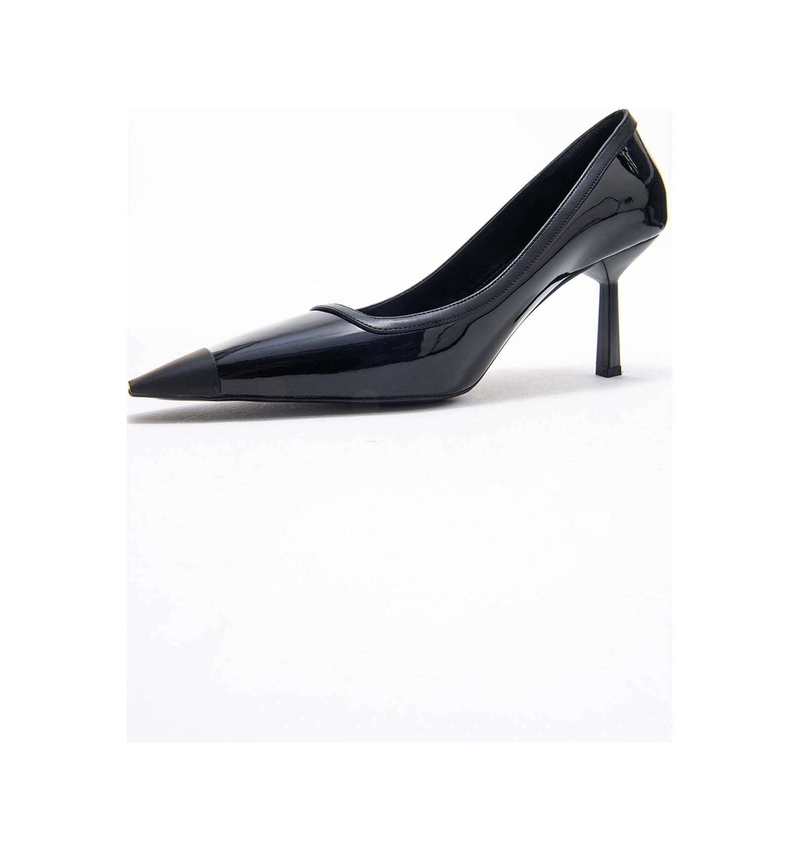 Rona Siyah Rugan Mat Burunlu Kadın Topuklu Ayakkabı Rugan Siyah