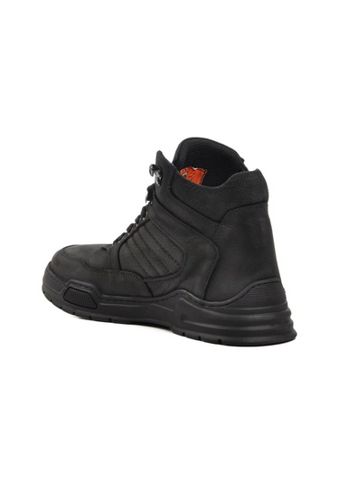 Bulldozer 220048 Siyah Nubuk Hakiki Deri Erkek Düz Bot 001