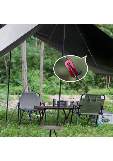 Skycity Kamp Çadırı Rope Kilitleri - Alüminyum Çift Delikli Kaydırmalı Ayarlanabilir Rope Tutturucuları - Kırmızı 10 Adet Çok Renkli