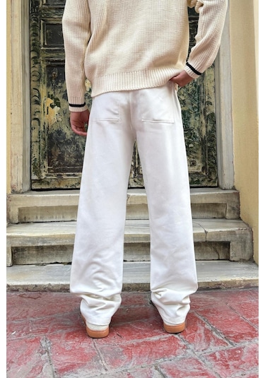 Flaw Basic Regular Gabardin Pantolon Beyaz Beyaz