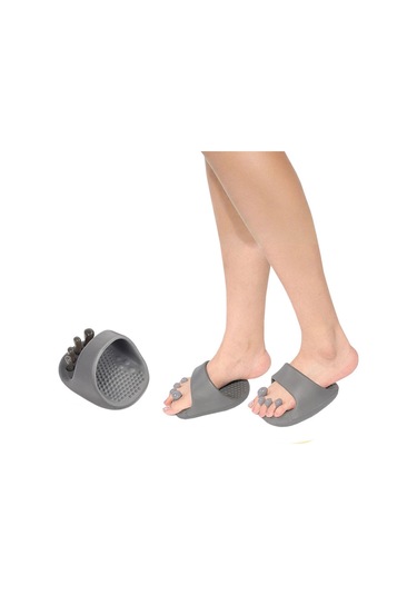 Suntek 2 Adet Akupresür Ayak Masaj Terliği Ayırıcı Ev Ofis Gri Gri