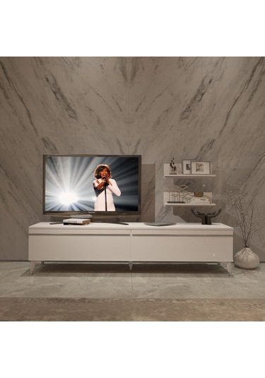 Decoraktiv Eko 4 Mdf Std Silver Tv Ünitesi Tv Sehpası Beyaz