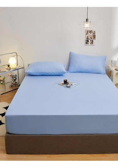 Totem Ranforce Yastık Kılıflı Lastikli Çarşaf Takımı 180 X 200 Battal Boy Mavi