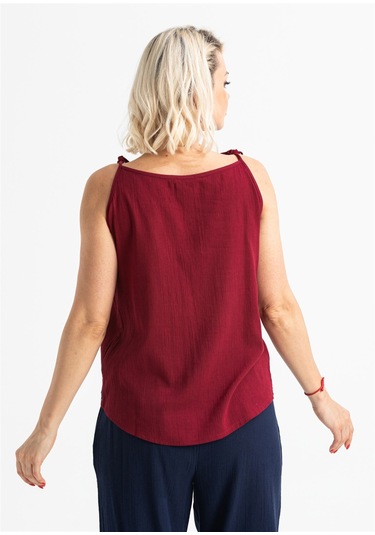 Askılı Şile Bezi Atiye Bluz Bordo Brd