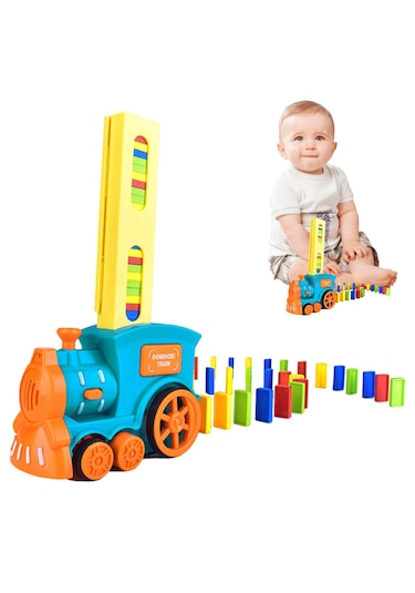 Domino Taşı Dizen Tren Pilli Sesli Işıklı Hareketli 60 Parça Eğitici Tren Oyunu