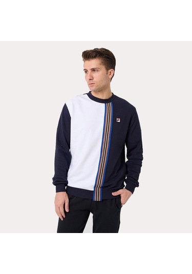 Lacivert Fila Erkek Bisiklet Yaka Sweatshirt Asymmetrical Tm411155 Lacivert