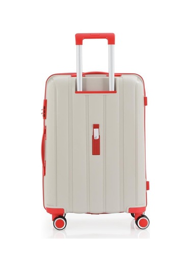 Mçs Bavul Büyük Ve Orta 2li Set Kırılmaz Silikon Valiz V305 Kemik/mercan Bej